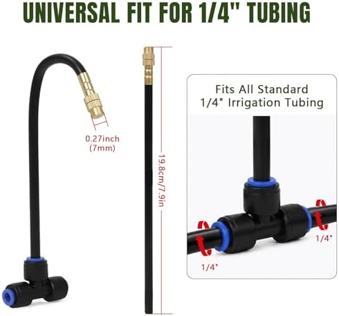 Drip Irrigation Nozzles 40 Pack, 8 Inch Adjustable Sprayers for 1/4 Tubing - Image 5