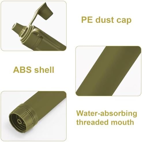 10NM Portable Water Filter System Set,Backpacking Squeeze Water Filtration Purifier Survival System for Hiking (Olive Green) - Image 5