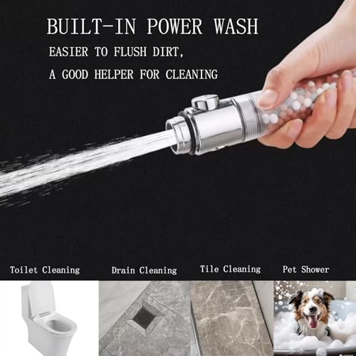Filtered Shower Head with Purifying Beads – 3 Function High Pressure Handheld Shower for Hard Water – Removes Chlorine & Impurities, Softens Skin/Hair – On/Off Switch, Adjustable Bracket & Hose - Image 4
