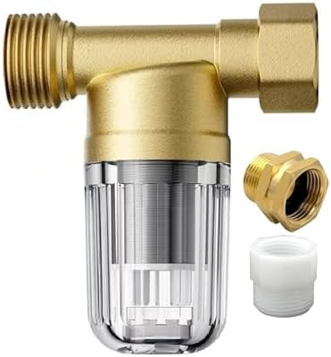 YH02 50 Micron Reusable Brass Washer Water Filter, Compact Washing Machine Water Filter System, for Washing Machine, Shower, Camping, Travel, Anti Scale Portable Sediment Filter by ZHYUUAX