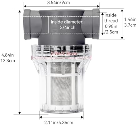 3/4'' Female NPT in-Line Strainer - Garden Hose Filter for High Pressure Washer, Sediment Filter with 60 Mesh Stainless Steel Screen (3/4'' 60 Mesh) - Image 2