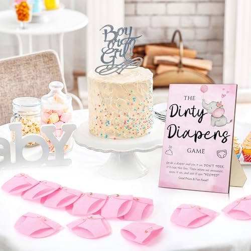 Roowest 51 Pcs Dirty Diaper Baby Shower Games, Pink Elephant - Image 6