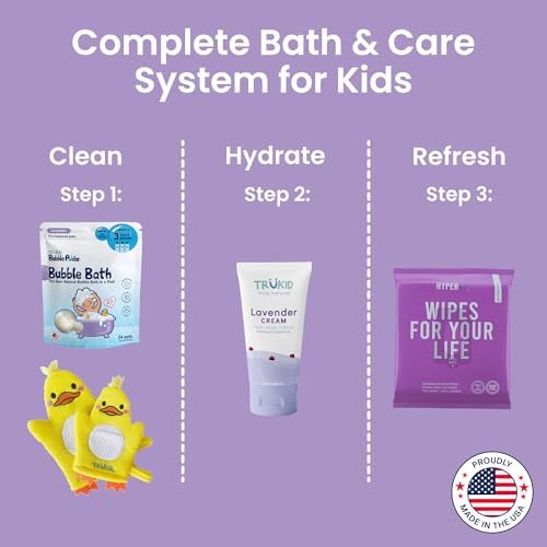TruKid Bath Baby Essentials, Kids Skincare Set, Toddler Bubble Bath, Lavender Lotion and Body Wipes, Baby Shower Gift Set - Image 2