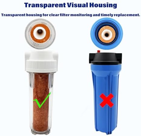 Whole House/RV Water Filter Housing Clear, 10" X 2.5" Inline Sediment Water Filter for RV, Home, Garden, Aquarium, Maple Syrup RO System, 3/4" Brass Port,R-Type O-Ring,Heavy Duty Bracket-1025CBH - Image 2