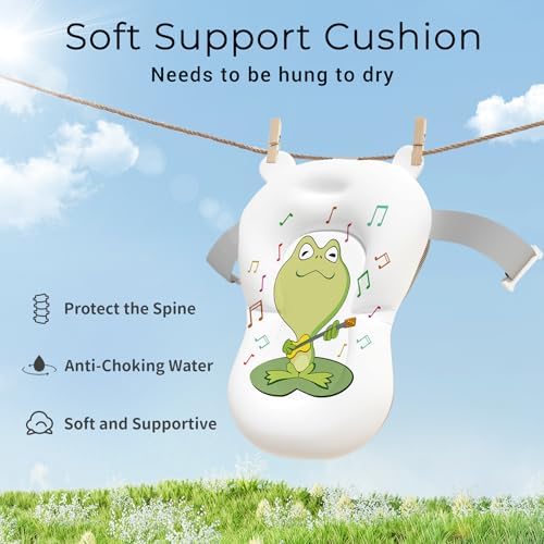 BUNWAG Baby Bathtub, Collapsible Newborn Bathtub for Infant to Toddler with Soft Cushion and Thermometer,Portable Travel Newborn Tub with No-Slip Feet, Baby Shower Gifts, 0-12 Months Baby Bath, Yellow - Image 6