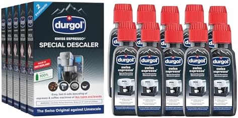 Durgol Swiss Espresso, Descaler and Decalcifier for All Brands of Espresso Machines and CoffeeMakers, 4.2 Fluid Ounces (Pack of 10) by Durgol