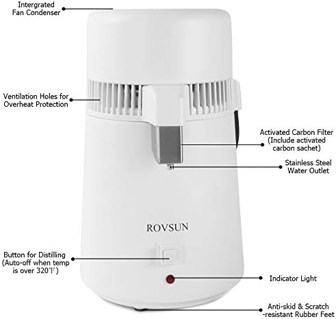 ROVSUN【Upgraded】1.1 Gallon/4L Water Distiller w/Flame-Retardant Material, BPA-Free Container & Stainless Steel Interior for Home, Distilled Water Machine Countertop, Distilling Pure Water Maker, 750W - Image 3