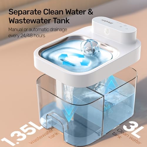 2025 Latest Cat Water Fountain, No Filter Cotton, App Monitoring Wastewater Separation Wireless Pet Fountain, 5000mAh Battery & Plug-in, 3L/101oz Water Dispenser for Cats Indoor, 2.4G Wi-Fi - Image 2