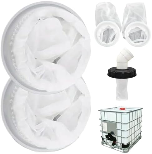 2PCS 8 Inch IBC Tote Lid Rain Water Filter, Stretchable Nylon Mesh Cover for IBC Container, Reusable Rainwater Harvesting Tank Filter, Aquaponics & Garden Use by Unknown
