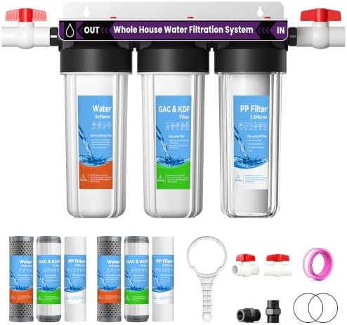 3 Stage Whole House Water Filter System with 3 Sets of Filters, 10"x2.5" by Ovvyayl