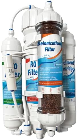 4 Stage Reverse Osmosis/Deionization Water Fliter System, 50 GPD Tankless Reverse Osmosis Water Filtration System for Aquarium with DI Water Filter by DYLSDFQ