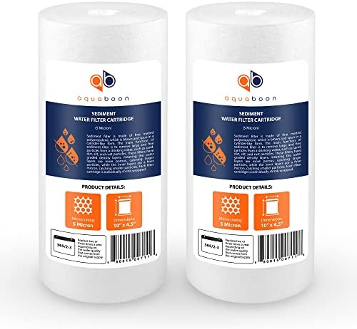 Aquaboon 5 Micron 10 x 4.5 Sediment Water Filter Replacement - 2 Pack by Aquaboon