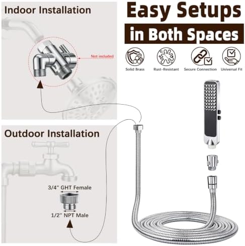 YDmeet High Pressure Dog Shower Attachment with Outdoor Adapter(Chrome) - Image 6