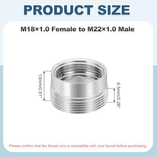 uxcell Faucet Aerator Adapter, M18 Female to M22 Male with Washer, 13mm Length - Image 2