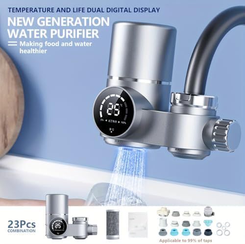 Faucet Water Filter for Kitchen Sink, NSF Certified, High Flow Faucet Water Filter No Wait, Faucet Mount Water Filtration System with Real-Time Filter Life Indicator, Silver - Image 5