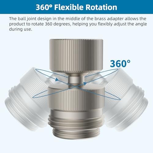 Hibbent Sink Faucet to Garden Hose Adapter, 360-Degree Swivel 55/64 Inch Female Thread, Sink Hose Attachment for Faucet Adapter Connector, Brushed Nickel - Image 3
