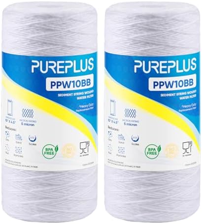 PUREPLUS 5 Micron 10 x 4.5 Whole House Water Filter for Well Water 2 Pack by PUREPLUS
