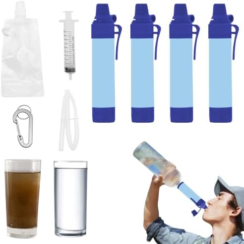 Portable Water Filter Straw Kit, Personal Water Filtration System for Camping Backpacking Hiking Emergency Survival Preparedness Outdoor Travel (4) by Unknown