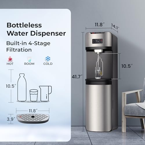 iSpring DS4S Bottleless Water Dispenser - 4-Stage Filtration, Hot/Cold/Room - Image 4