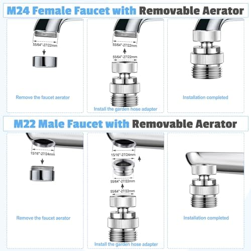 3/4" Brass Faucet to Hose Adapter with Aerator Chrome - Image 6