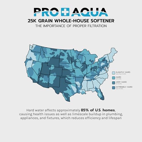 PRO+AQUA Heavy Duty Whole House Water Softener System – 25,000 Grain Capacity, Premium Long-Lasting Resin, 1" Ports - Image 3