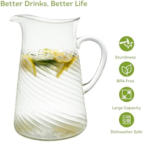 Lily's Home Shatterproof Acrylic Pitcher with spout, Versatile Plastic Pitcher for Water, Juice, Iced Tea, Milk, Iced Tea Beverage Carafe, Dishwasher Safe Top Rack, 2.5QT/80 OZ - Image 3
