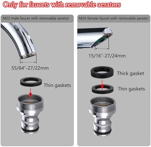 Kitchen Sink Faucet Quick Connector, Sink Faucet to Garden Hose Adapter, Dishwasher/Washer Snap Coupling Adapter, Faucet to Hose Adapter for Kitchen/Bathroom/Shower Hose - Image 3
