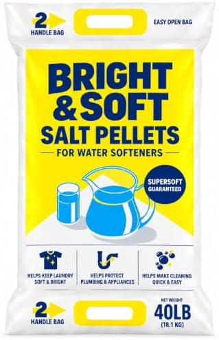 40 lb Water Softener Salt Pellets, High Purity Pellets for Water Softeners, Helps Reduce Mineral Buildup, Protect Appliances & Plumbing Fixtures, Easy Handle Bag by Unknown