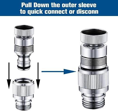 Brass Sink Faucet to Garden Hose Adapter – Quick Connect Faucet Connector for Apartments Without Outdoor Faucets, Tool-Free Installation, Chrome Finish - Image 4