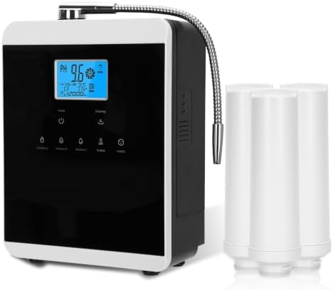 Peakur Alkaline Water Ionizer Machine for Home, 11 Titanium Plates, pH 3.5-10.5 Alkaline & Acidic Water, Up to -600mV ORP, 3 Filters 10000L Each, 7 Settings, LCD Touch Screen, Self-Cleaning by Unknown