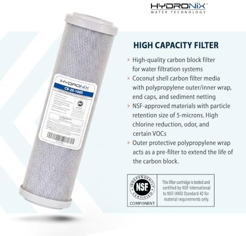 Hydronix CB‑25‑1005 Whole House Coconut Carbon Block Water Filter – 5-Micron Replacement Cartridge for RO & Drinking Water Systems | Standard 2.5 x 10 Inch Filter Housings (2 Pack) - Image 2