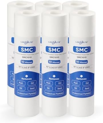 10 Micron 10" x 2.5" Whole House Sediment Water Filter Cartridge, 6 Pack by Locofiltr
