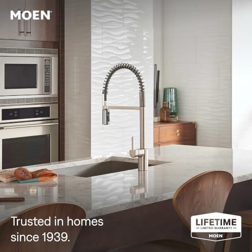 Moen Align Spot Resist Stainless Pulldown Kitchen Faucet, Single Hole, Modern Spring Style with Pre-Rinse and Power Boost Pull Down Sprayer, Easy Installation, 5923SRS - Image 3