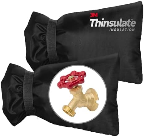 Outdoor Faucet Cover for Winter, 3M Thinsulate Spigot Cover for Winter Freeze Protection, Waterproof, 10" H x 6.3" W Outside Hose Bib Insulated Covers for Wall Taps, 2 Pcs Faucet Socks - Black by Cerbonny