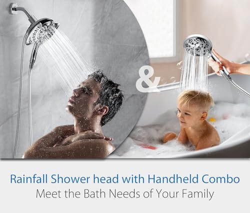 INAVAMZ 2 in 1 Shower Head with Handheld Combo High Pressure Silver 2.5 GPM - Image 6
