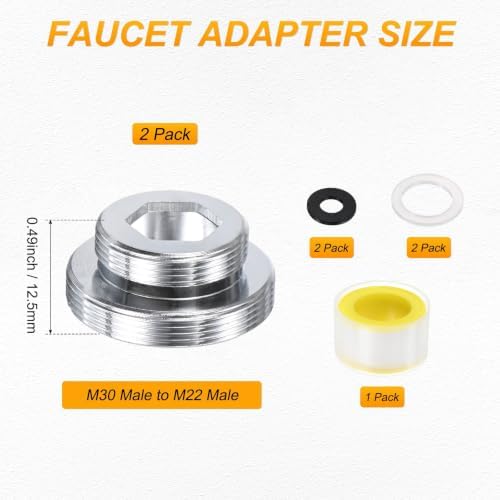 M METERXITY 2-Pack Faucet Adapter, M30 Male to M22 Male, for Kitchen - Image 3