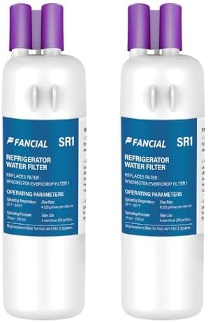 Fancial NSF Certified Water Filter, Advanced Coconut Shell Activated Carbon, 6 Months Life for W10295370A, FILTER1, EDR1RXD1, P4RFKB2, P4RFWB, P5WB2L, Removes Odor, Impurities, 2Pack by Fancial