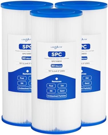 30 Micron 10" x 4.5" Pleated Sediment Well Water Filter Cartridge, 3 Pack by Locofiltr