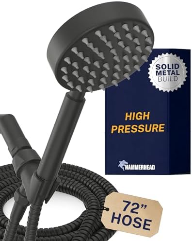 HammerHead Metal Handheld Shower Head High Pressure, 6ft Long Shower Hose by HammerHeadShowers
