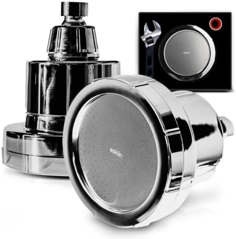 Eskiin Filtered Showerhead - Best Shower Head With Filters For Healthy Hair & Skin - High Pressure Water Softener For Hard Water - Reduce Dandruff, Protect Colored Hair, And Soothe Dry Skin (Chrome) by Eskiin