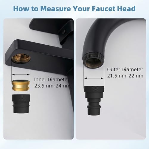 2 PCS Portable Dishwasher Faucet Adapter, Metal Sink Faucet Aerator, Black - Image 5
