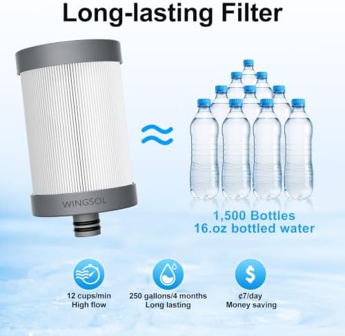 WINGSOL Visible Window Faucet Water Filter Stainless Steel, NSF/ANSI 42&53, 360° Rotating Tap Purifier, 250 Gallons Capacity, Reduce Heavy Metals 99.6% Lead, Improve Taste - Image 6