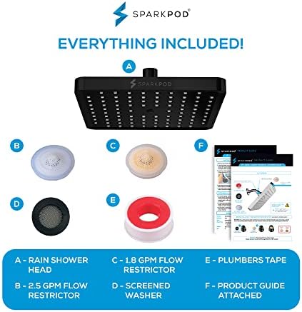 SparkPod Rain Shower Head, 8 Inch Square, Midnight Black Matte Finish - Image 6