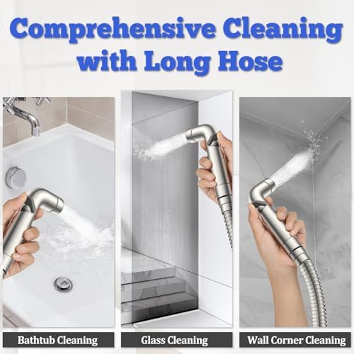 Dog Shower Attachment Metal, YDmeet Pet Shower Attachment for Fast and Clean Pet Bathing and Dog Washing, Brass Shower diverter, Adjustable Pet Shower Sprayer, 8 ft Hose and Shower Holder, Brushed - Image 6