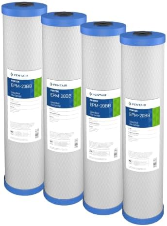 Pentair Pentek EPM-20BB Big Blue Carbon WaterFilter,20-Inch,Whole House Modified Epsilon Carbon_Block Replacement Cartridge with Bonded Powdered Activated(PAC) Filter,20" x 4.5",10 Micron (Pack of 4) by PENTAIRPENTEK