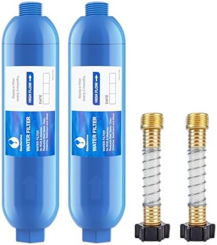 2PK RV Water Filter Kit, Inline Carbon Filter with Flexible Hose - Image 2