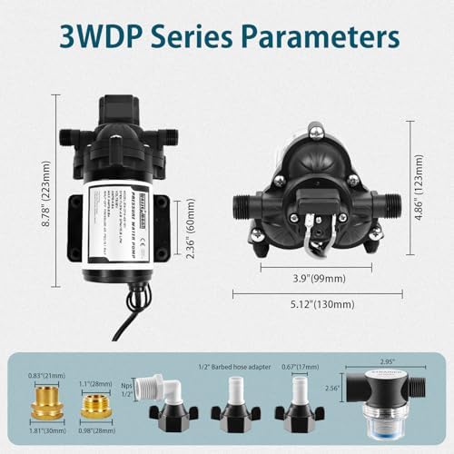 WASSERMANN RV Water Pumps 115V AC Pressure Pump with Pressure Switch, Self-priming Water Pump 4.0GPM 45PSI, Fresh Water Pump for RV, Kitchen Barthroom Camping Marine Yacht Garden Diaphragm Pump115volt - Image 6