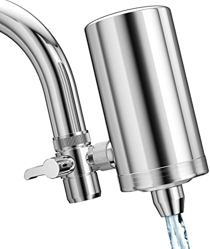 Faucet Water Filter, 1200-Gallons Water Faucet Filtration System, 304 Stainless Steel Tap Water Filter with with Dual 360-degree Swivels, Remove Chlorine, Lead, Odors, Bad Tastes and More by Hansing