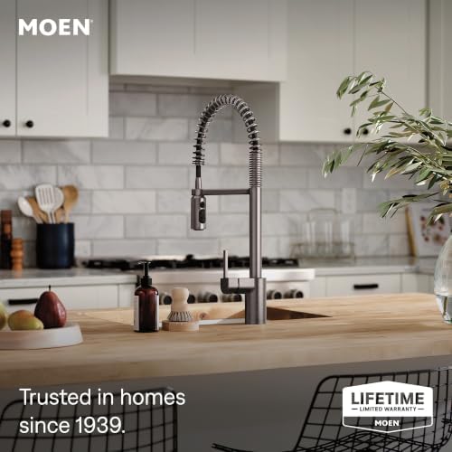 Moen Align Black Stainless One-Handle Pre-Rinse Spring Pulldown Kitchen Faucet with Pull Down Sprayer and Power Boost, Single Hole Kitchen Sink Faucet, 5923BLS - Image 2