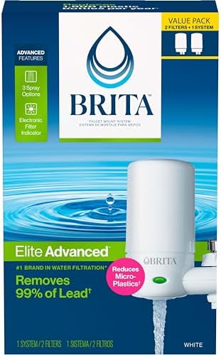 Brita Faucet Mount Water Filter System, White, No-Wait Filtration, Easy Install, Multi-Use Tap Water Filter for Kitchens, Bathrooms & Small Spaces by Brita